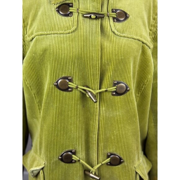 Liz Claiborne Womens XL Green Corduroy Toggle Coat Jacket Retro Duffle Style - Picture 13 of 14